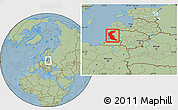 Savanna Style Location Map of Klaipeda, within the entire country, hill shading