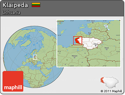 Savanna Style Location Map of Klaipeda, highlighted country, within the entire country