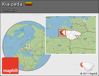 Savanna Style Location Map of Klaipeda, highlighted country, within the entire country