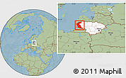 Savanna Style Location Map of Klaipeda, highlighted country, within the entire country, hill shading