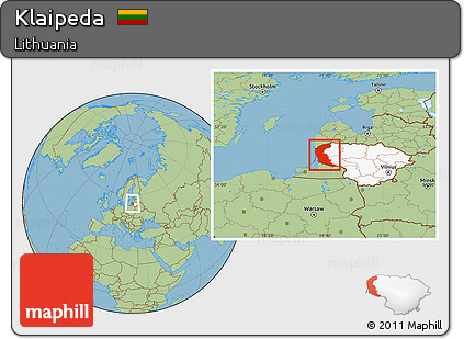 Savanna Style Location Map of Klaipeda, highlighted country