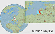 Savanna Style Location Map of Klaipeda, hill shading