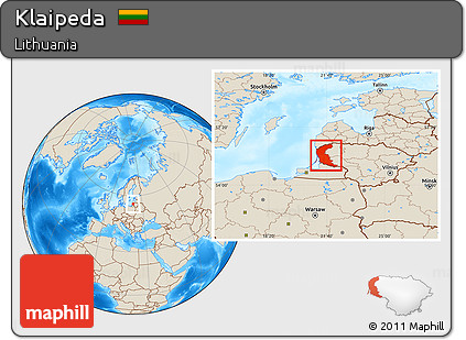 Shaded Relief Location Map of Klaipeda