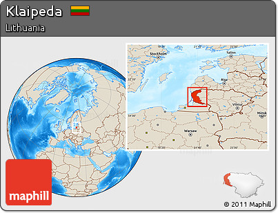 Shaded Relief Location Map of Klaipeda