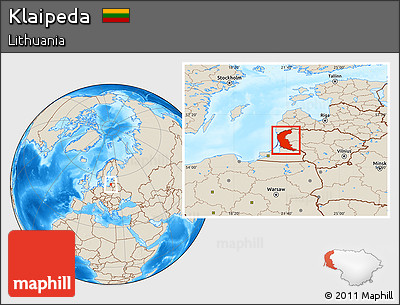 Shaded Relief Location Map of Klaipeda