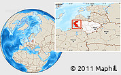 Shaded Relief Location Map of Klaipeda, highlighted country, within the entire country
