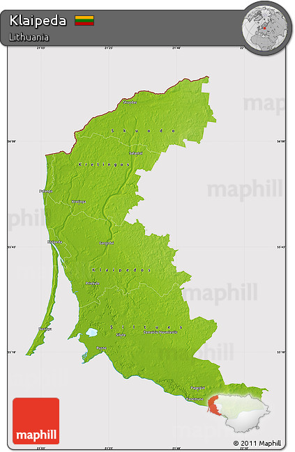 Physical Map of Klaipeda, cropped outside