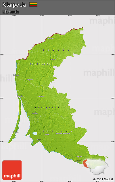 Physical Map of Klaipeda, cropped outside