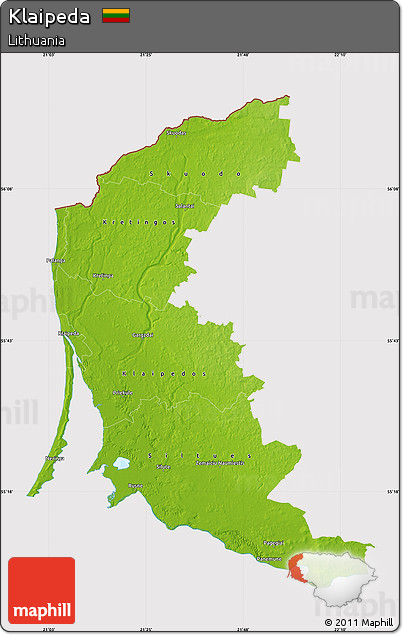 Physical Map of Klaipeda, cropped outside