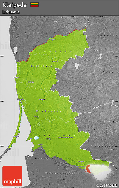 Physical Map of Klaipeda, desaturated