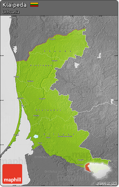 Physical Map of Klaipeda, desaturated