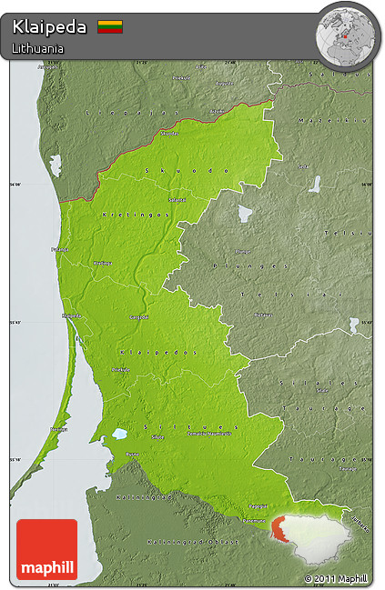 Physical Map of Klaipeda, semi-desaturated