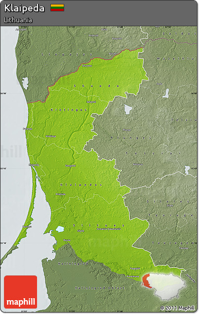 Physical Map of Klaipeda, semi-desaturated