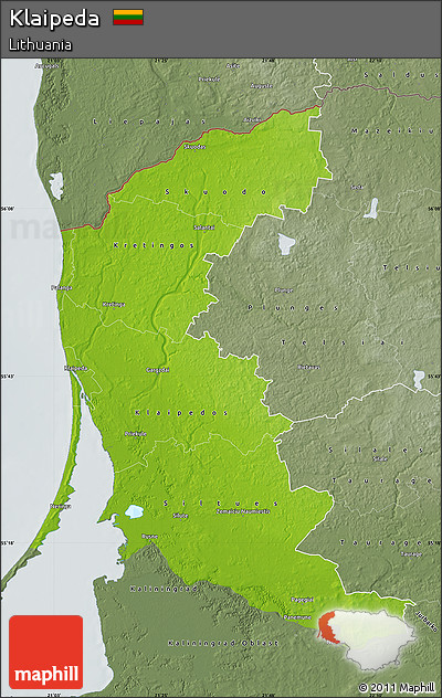Physical Map of Klaipeda, semi-desaturated