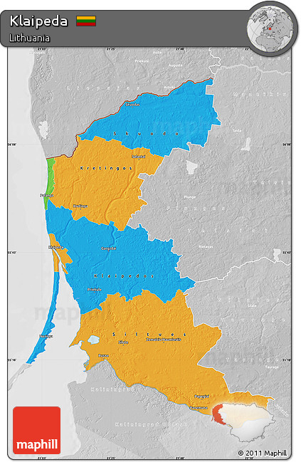 Political Map of Klaipeda, lighten, desaturated