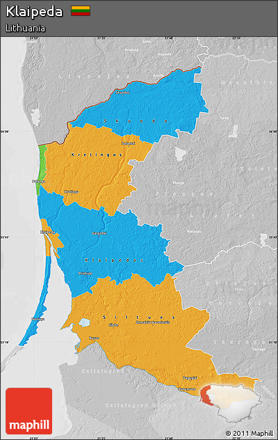 Political Map of Klaipeda, lighten, desaturated