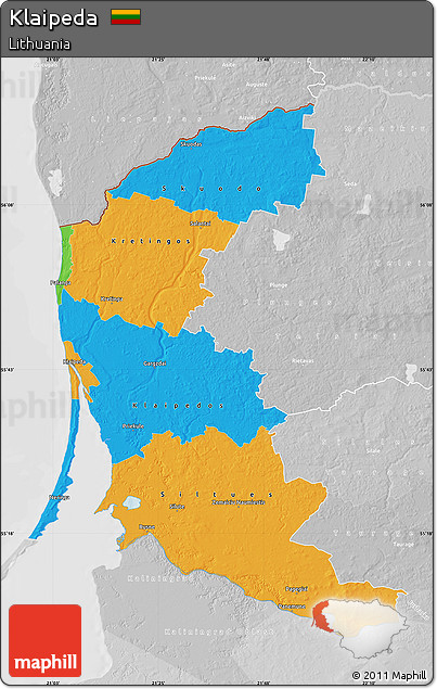 Political Map of Klaipeda, lighten, desaturated