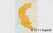 Political Shades Map of Klaipeda, shaded relief outside