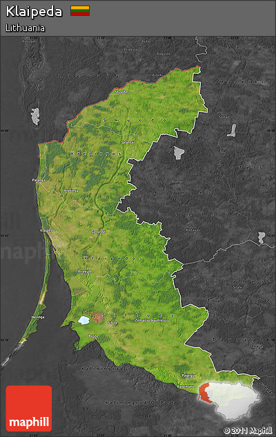 Satellite Map of Klaipeda, darken, desaturated