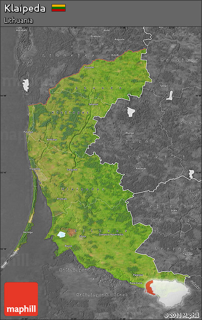 Satellite Map of Klaipeda, desaturated