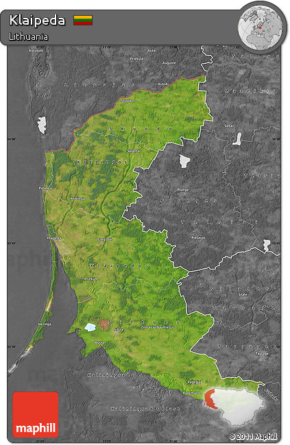 Satellite Map of Klaipeda, desaturated