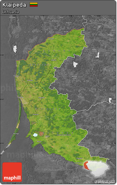 Satellite Map of Klaipeda, desaturated