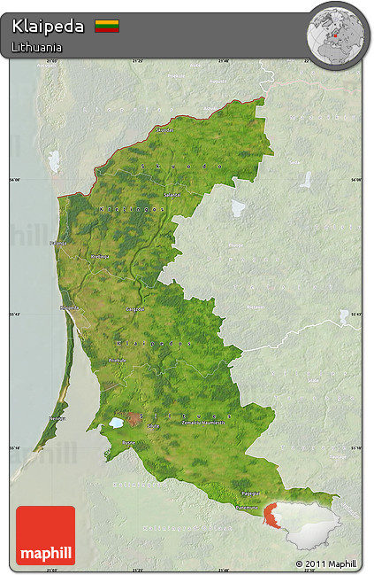 Satellite Map of Klaipeda, lighten
