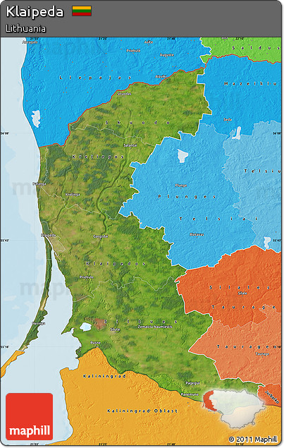 Satellite Map of Klaipeda, political shades outside
