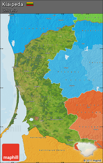 Satellite Map of Klaipeda, political shades outside