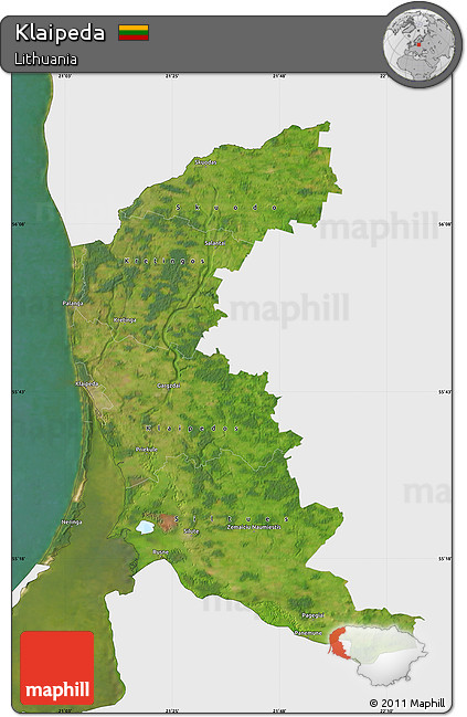 Satellite Map of Klaipeda, single color outside