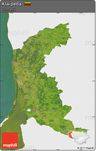 Satellite Map of Klaipeda, single color outside