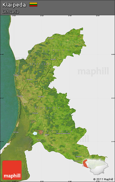 Satellite Map of Klaipeda, single color outside