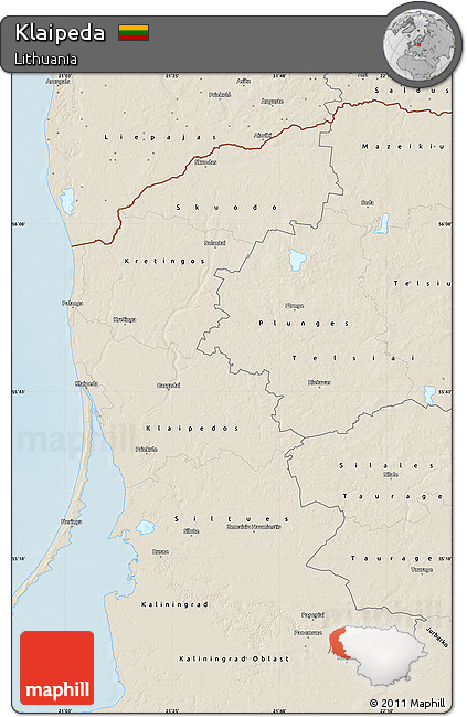 Shaded Relief Map of Klaipeda
