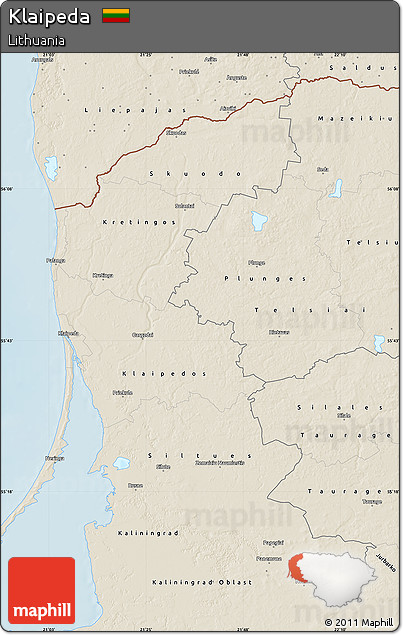 Shaded Relief Map of Klaipeda