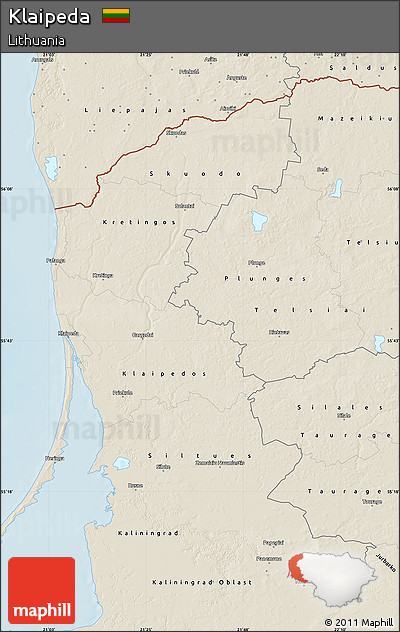 Shaded Relief Map of Klaipeda