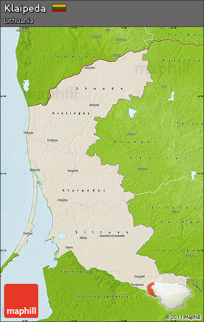 Shaded Relief Map of Klaipeda, physical outside