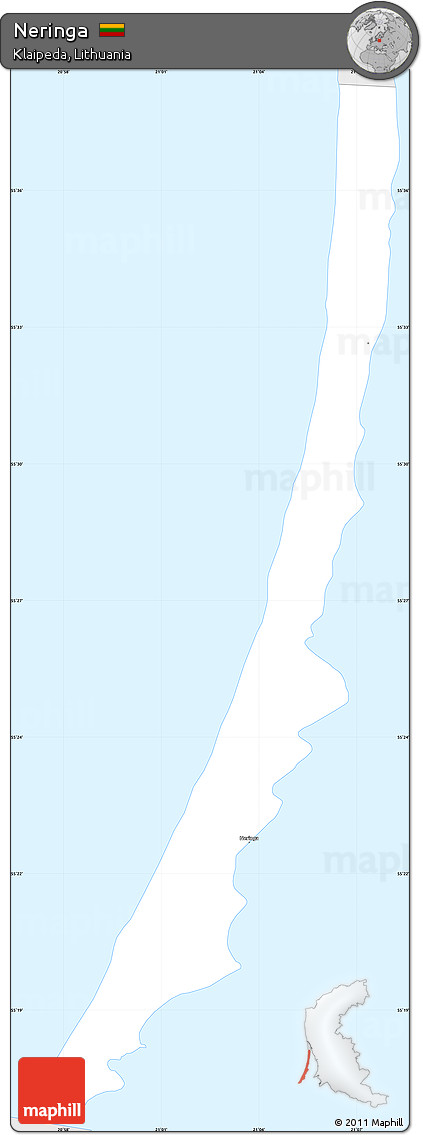 Silver Style Simple Map of Neringa
