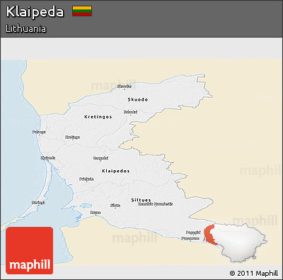 Classic Style Panoramic Map of Klaipeda, single color outside