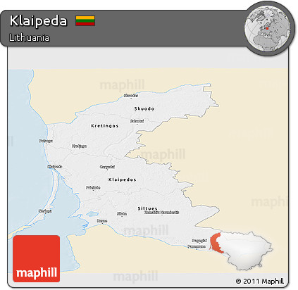 Classic Style Panoramic Map of Klaipeda, single color outside