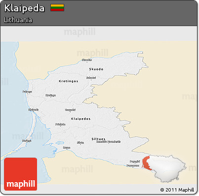 Classic Style Panoramic Map of Klaipeda, single color outside