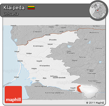Gray Panoramic Map of Klaipeda