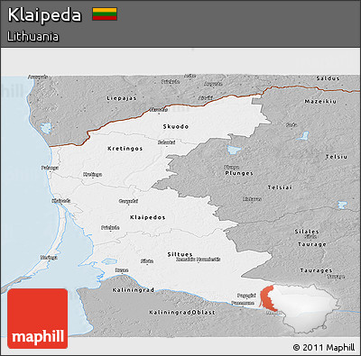Gray Panoramic Map of Klaipeda