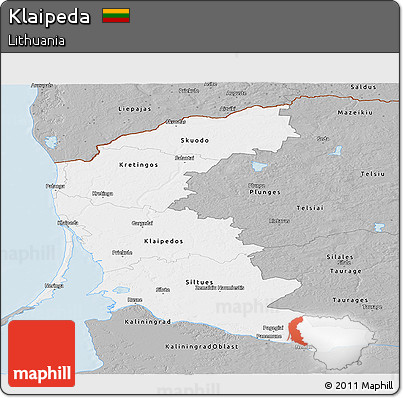 Gray Panoramic Map of Klaipeda
