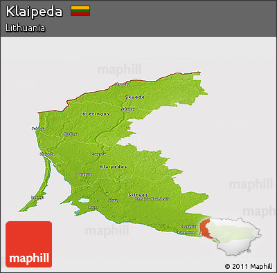 Physical Panoramic Map of Klaipeda, cropped outside