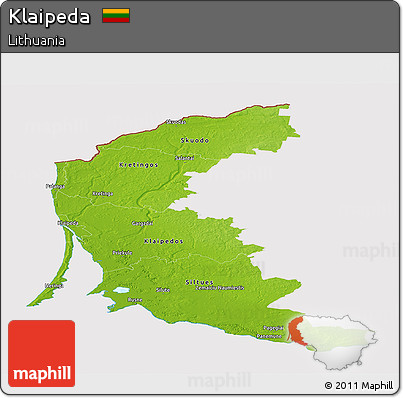 Physical Panoramic Map of Klaipeda, cropped outside