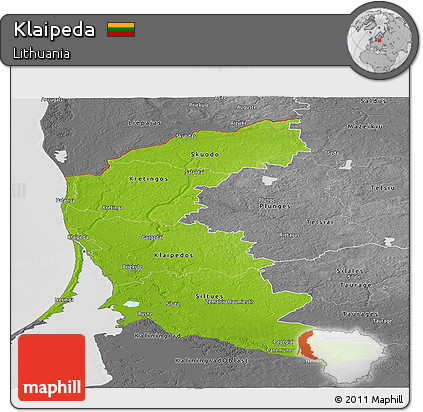 Physical Panoramic Map of Klaipeda, desaturated