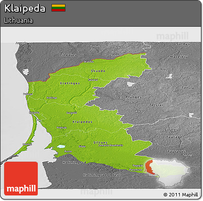 Physical Panoramic Map of Klaipeda, desaturated
