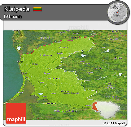 Physical Panoramic Map of Klaipeda, satellite outside