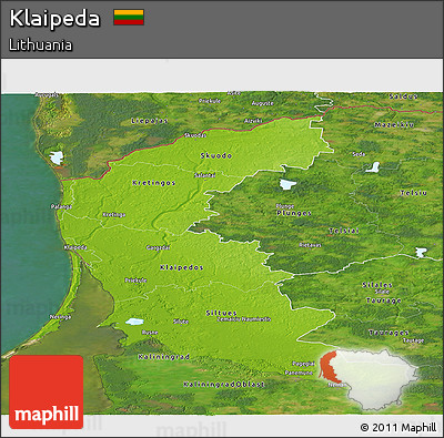 Physical Panoramic Map of Klaipeda, satellite outside