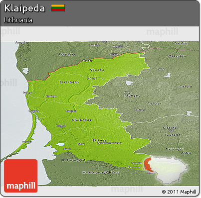 Physical Panoramic Map of Klaipeda, semi-desaturated